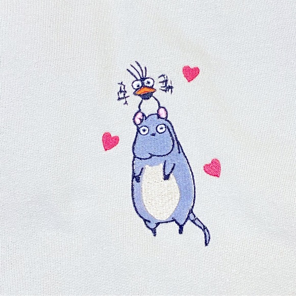 Mouse and Bird Embroidered Sweatshirt - Picture 1 of 2